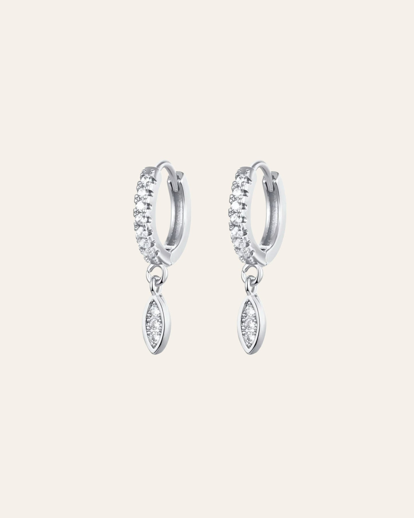 Angel drop silver hoops