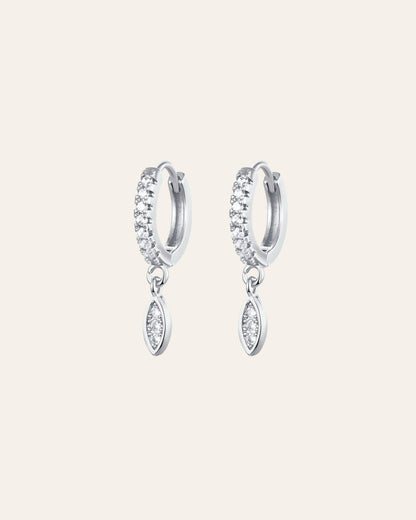 Angel drop silver hoops