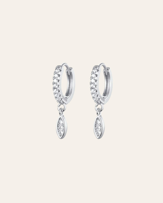 Angel drop silver hoops