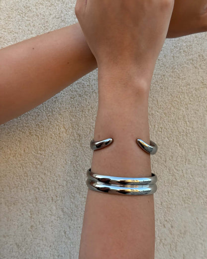Twin line silver cuff