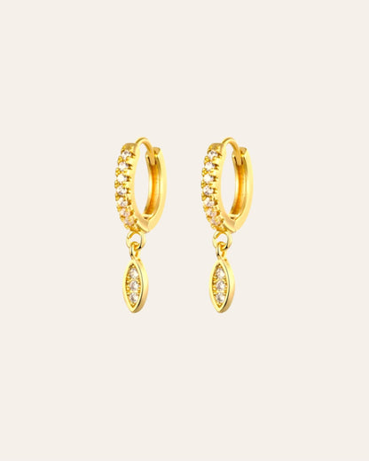 Angel drop gold hoops