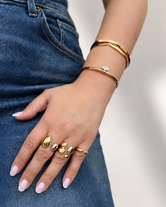 Crystal gold cuff
