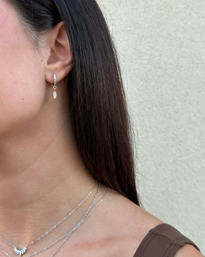 Angel drop silver hoops