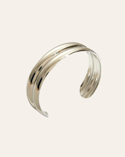 Twin line silver cuff